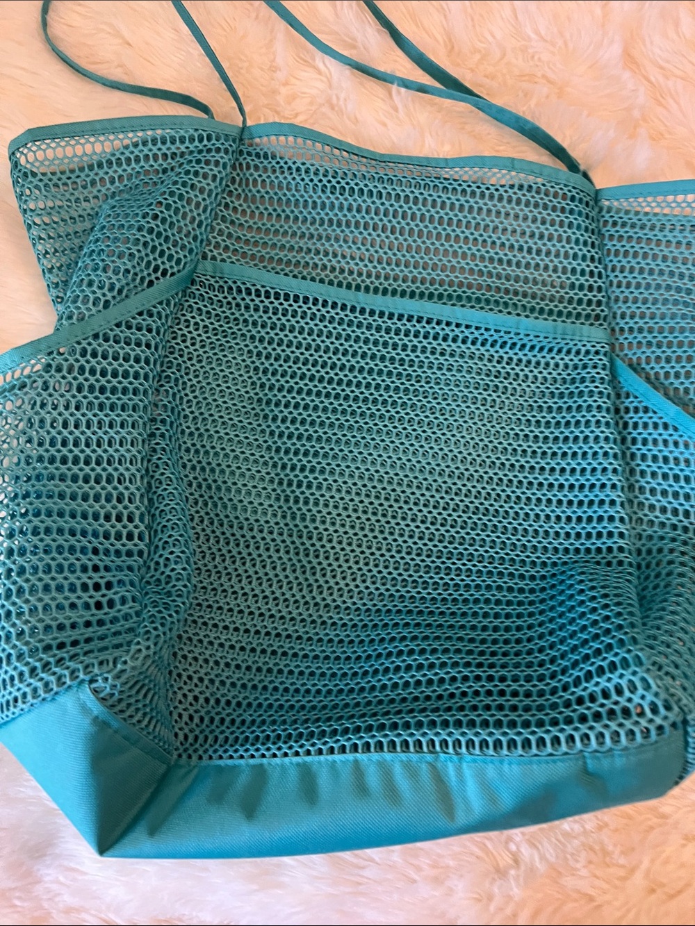 Teal Mesh beach Tote Bag - Picture 2 of 8